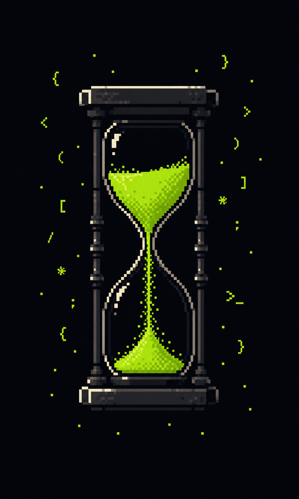 Vertical pixel-art hourglass